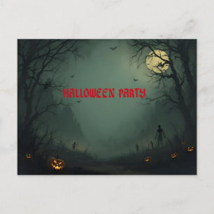 Invitation Carte Postale Minuit sur la fête d'Halloween