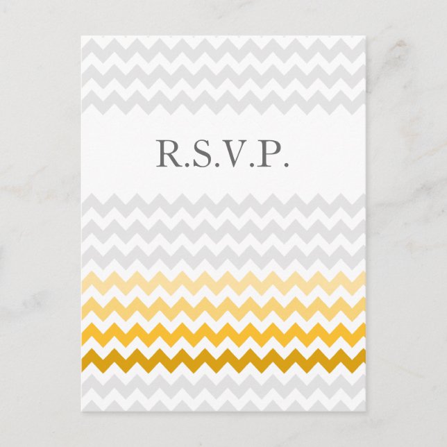 Invitation Carte Postale Mod chevron jaune et gris Ombre mariage rsvp (Devant)