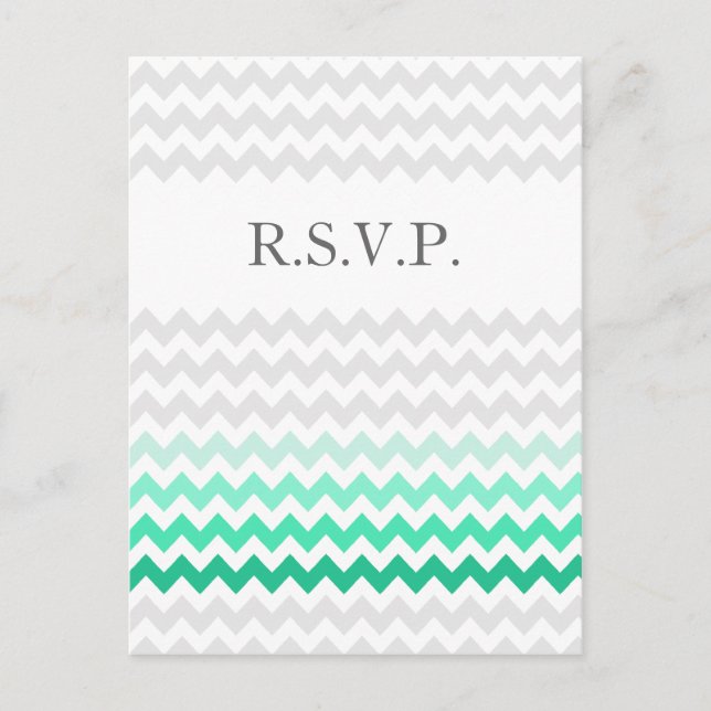 Invitation Carte Postale Mod chevron menthe vert Ombre mariage rsvp (Devant)