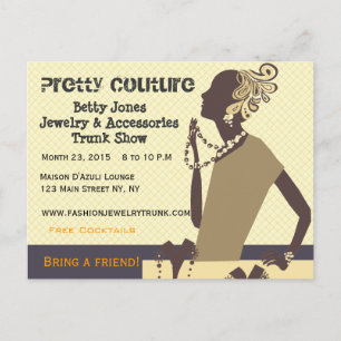 Invitation Carte Postale Mode Jolie Couture Bijoux Trunk Show