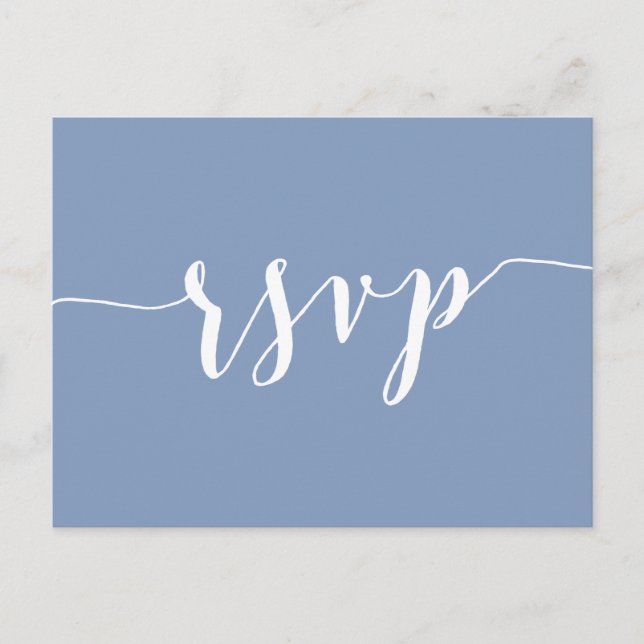 Invitation Carte Postale Modern Dusty Blue Wedding RSVP Postcards (Devant)