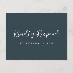 Invitation Carte Postale Moderne Bleu Bleu Rsvp Script tendance choix de re