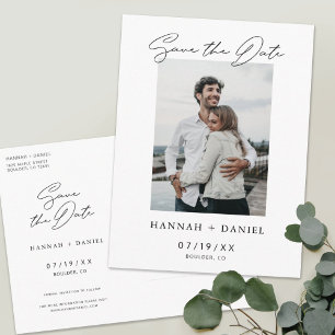 Invitation Carte Postale Moderne Enregistrer la date Photo Mariage Inviter