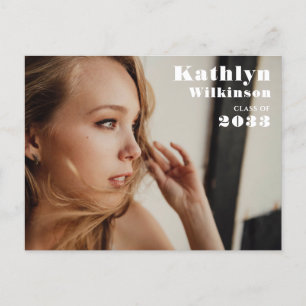Invitation Carte Postale Moderne minimaliste 3 Photo Chic Graduation Party