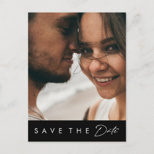 Invitation Carte Postale Moderne Minimaliste   Photo Gras Noir Faire Part d