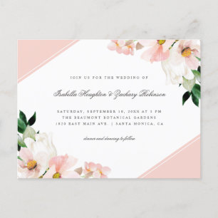 Invitation Carte Postale Moderne Pastel Pink Corners Mariage Floral