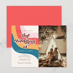 Invitation Carte Postale Moderne Super rétro les années 70 Wavy Lines Maria