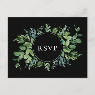 Invitation Carte Postale Moderne Verdure Noir Mariage RSVP Demande de chans