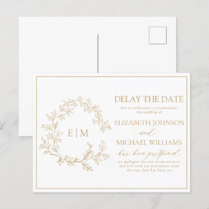 Invitation Carte Postale Monogramme De Cimier D'Or Retard De La Date