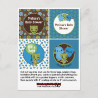 MONSTER Boy Baby shower Cupcake Topper Peek a Boo