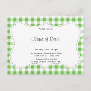 Invitation Carte Postale Motif Checkered vert