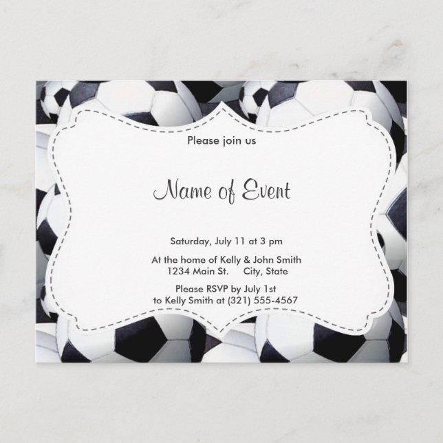 Invitation Carte Postale Motif de balle de football (Devant)