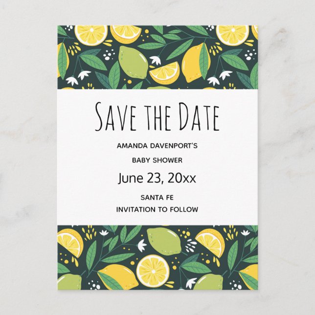 Invitation Carte Postale Motif de Fruits de citron jaune et de citron jaune (Devant)