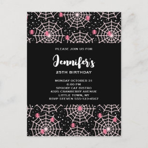Invitation Carte Postale Motif des toiles d'Halloween et araignées