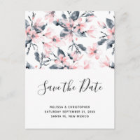 Motif floral rose et gris Enregistrer la date