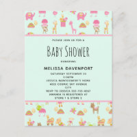 Motif mignon avec Baby shower d'animaux de pépiniè