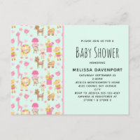 Motif mignon avec Happy Animals & Baby shower joue