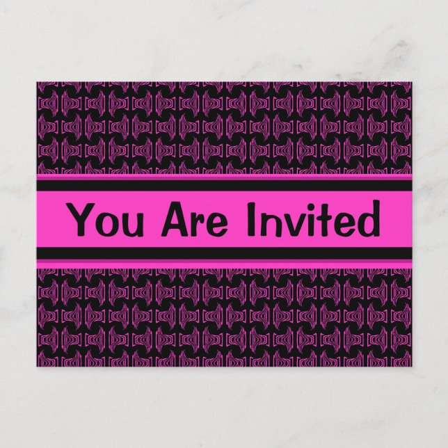 Invitation Carte Postale Motif rose noir (Devant)