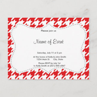 Invitation Carte Postale Motif rouge et blanc Houndstooth