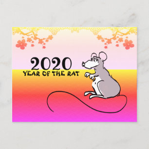 Invitation Carte Postale Mouse Comics Lunar Rat Nouvel An 2020 Spring GP