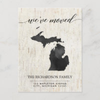 Moving faire-part, état du Michigan rustique