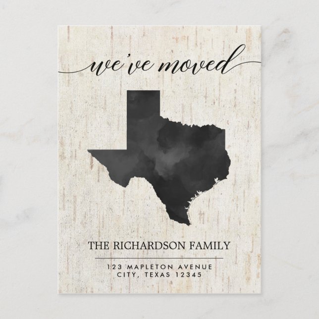 Invitation Carte Postale Moving faire-part, Texas état rustique (Devant)