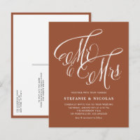 Mr & Mrs Rustic Script Terracotta QR Code Mariage