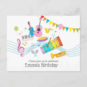 Invitation Carte Postale musique, instruments de musique tambour enfants ch