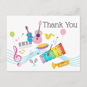 Invitation Carte Postale musique, instruments de musique tambour enfants ch