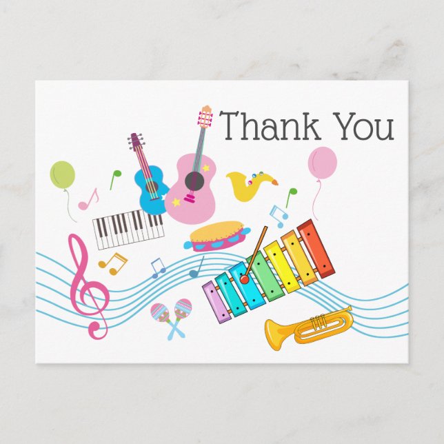 Invitation Carte Postale musique, instruments de musique tambour enfants ch (Devant)
