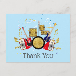 Invitation Carte Postale musique partie guitare batterie ensemble musical c