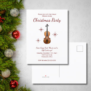 Invitation Carte Postale Musique violon classique Fête de Noël
