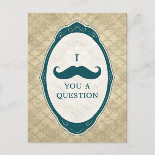 Invitation Carte Postale Mustache Bash Question Vintage Envoi de cadres