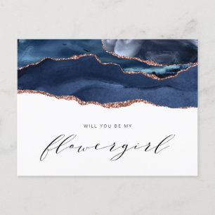 Invitation Carte Postale navire rose or agate seras-tu ma demoiselle d'honn