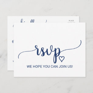 Invitation Carte Postale Navy Blue Simple Calligraphie Demande de chanson R