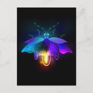 Invitation Carte Postale Neon Firefly sur noir