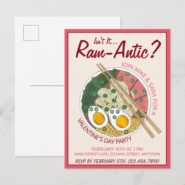 Invitation Carte Postale N'est-ce pas un Ramen de la Saint-Valentin romanti (Devant / Derrière)