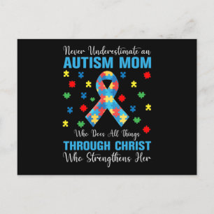 Invitation Carte Postale Never Underestimate à Autism Mama Who Does All Thi