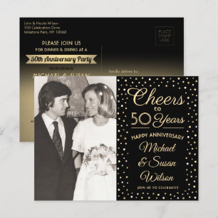 Invitation Carte Postale N'IMPORTE QUEL Anniversaire 1 Photo Chefs Black & 