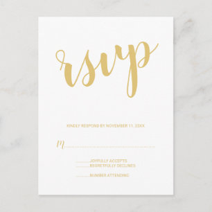 Invitation Carte Postale Noces d'or de script moderne RSVP