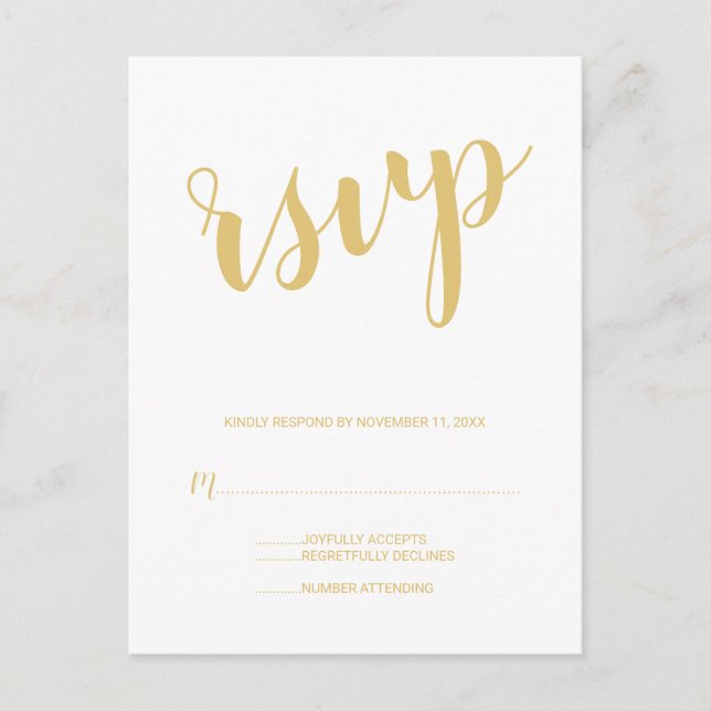 Invitation Carte Postale Noces d'or de script moderne RSVP (Devant)