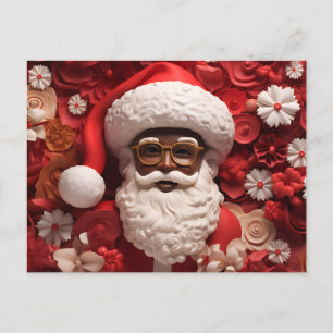 Invitation Carte Postale Noël africain Père Noël Black Claus Melanin Noël N