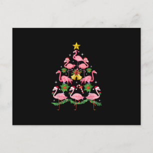 Invitation Carte Postale Noël - Arbre de Noël Flamant Rose Mignon