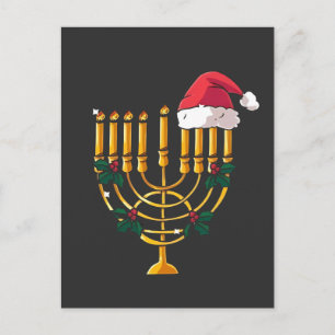 Invitation Carte Postale Noël Hanukkah Juif Père Noël Menorah