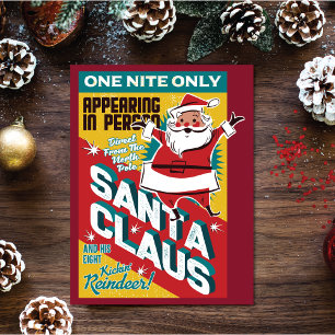 Invitation Carte Postale Noël une nuit seulement Père Noël en personne