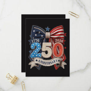 Invitation Carte Postale Nœud du drapeau américain 250e anniversaire patrio