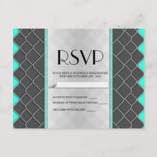 Invitation Carte Postale Noir, blanc et néon Turquoise moderne Motif élégan