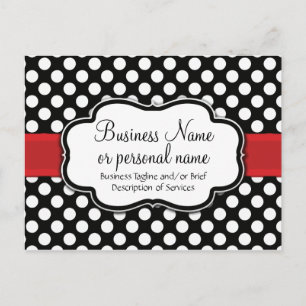 Invitation Carte Postale Noir Blanc Rouge Polka Point Rétro Cute Consultant