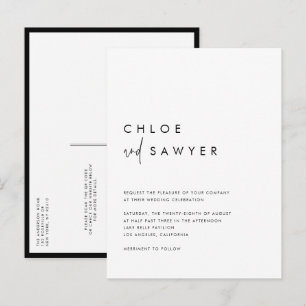 Invitation Carte Postale Noir moderne manuscrit script QR Code Mariage