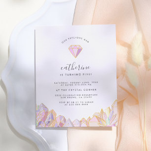 Invitation Carte Postale Notre Precieux Gem Girly Birthday Party